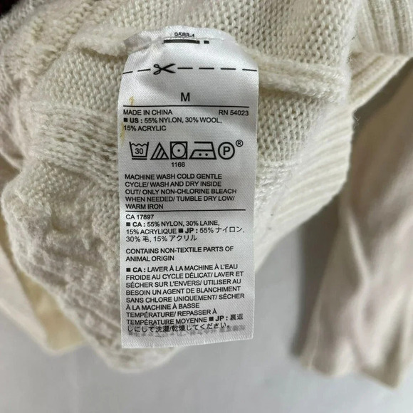 Banana Republic Sweater Women Sz M Ivory Cream Cable Knit Wool Blend Mock Neck - Picture 11 of 12